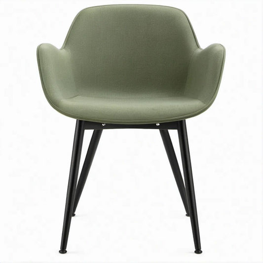 Olive Green Upholstered Lounge Chair with Black Steel Legs, 57 x 58 x 82 cm