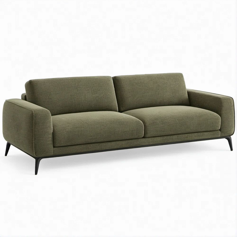 Olive Green 3-Seat Polyester Upholstered Sofa, 84 in W x 35 in D x 33 in H