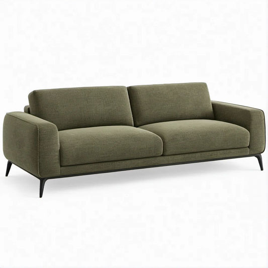 Olive Green 3-Seat Polyester Upholstered Sofa, 84 in W x 35 in D x 33 in H